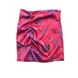 Free People Floral Satin Ruched Mini Skirt - Size 0